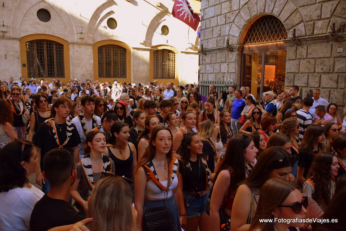 Ambiente popular en la Fiesta del Palio en Siena 